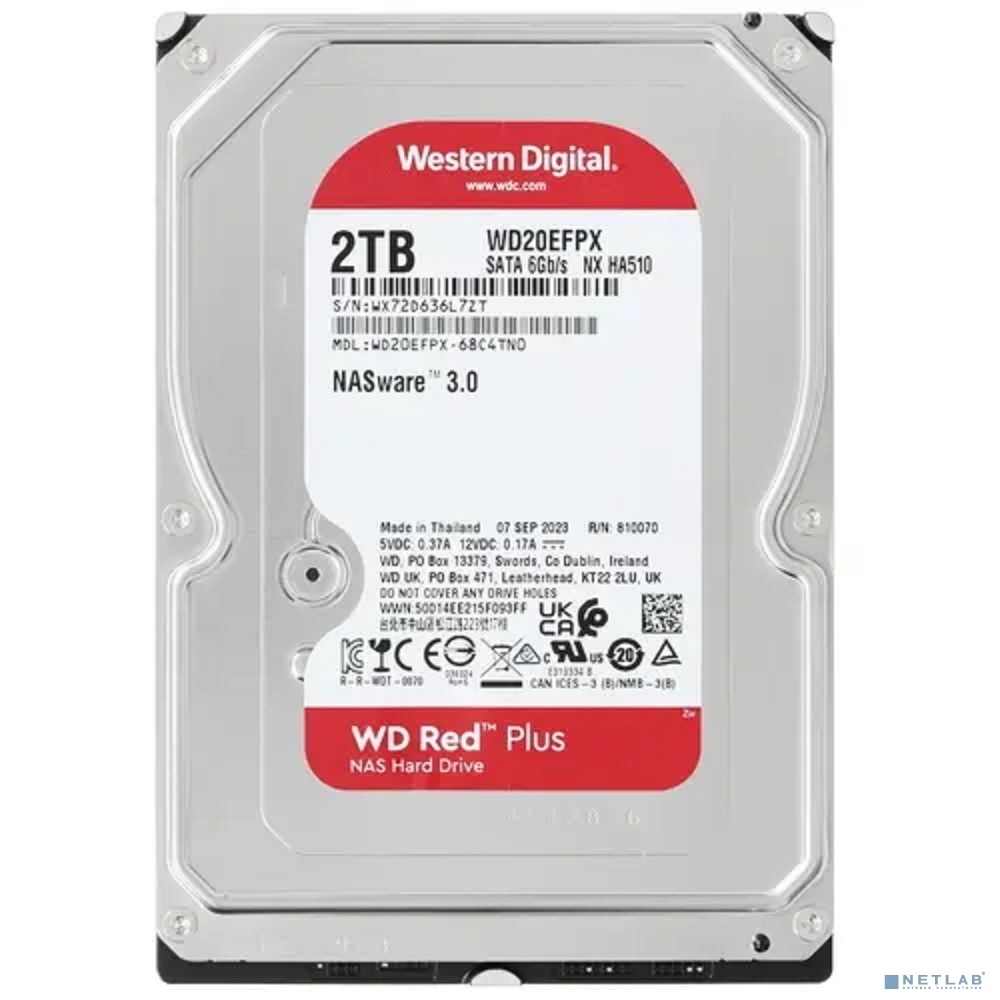 Жесткий диск  2TB WD Red Plus (WD20EFPX) <SATA3, 5400, 64Mb>