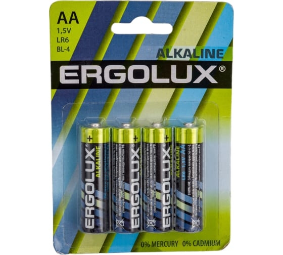 Элемент питания LR6 Ergolux АА Alkaline BL-4 (4шт, 1.5В) (в пленке)