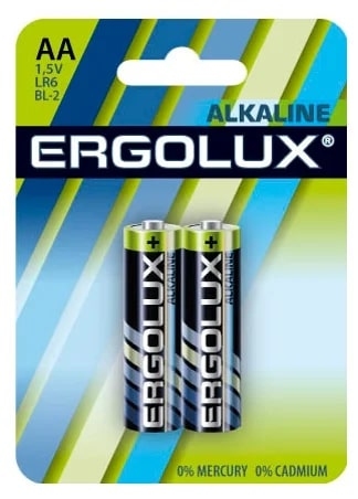 Элемент питания LR6 Ergolux АА Alkaline BL-2  (2шт, 1.5В)