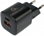 Зарядное устройство USB Gembird/Cablexpert (MP3A-PC-47) <QC3.0, 20Вт, 3А, 1xUSB, 1xType-C> (черный)