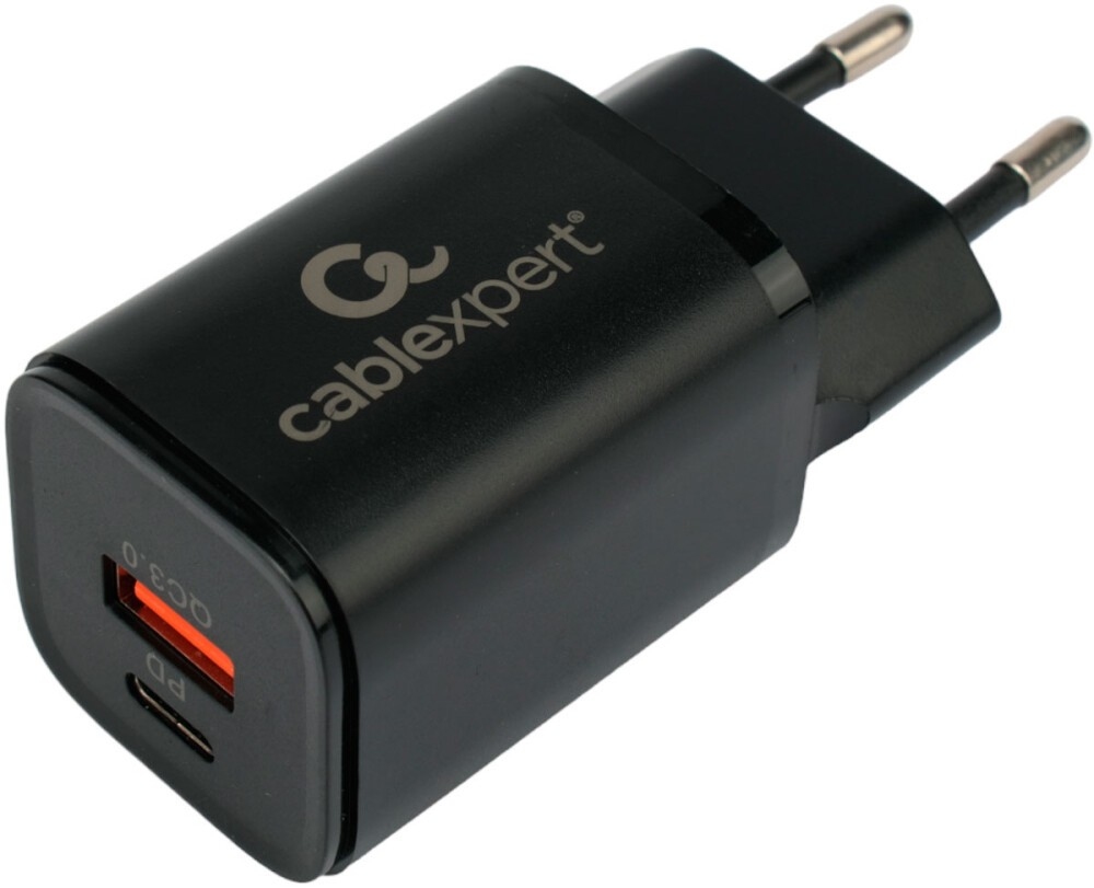 Зарядное устройство USB Gembird/Cablexpert (MP3A-PC-43) <QC3.0, 30Вт, 3А, 1xUSB, 1xType-C> (черный)