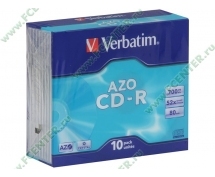 Диски CD-R 700MB Verbatim 52x (43415) <10 шт, Slim, упаковка>