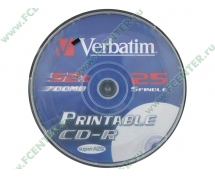 Диски CD-R 700MB Verbatim 52x (43439) <25 шт, на шпинделе, упаковка> Printable