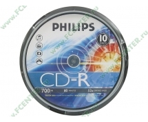 Диски CD-R 80min 700Mb Philips 52x <10 шт, на шпинделе, упаковка>