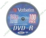 Диски DVD-R 4.7Gb Verbatim 16х (43549) <100 шт, на шпинделе, упаковка>