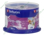 Диски DVD+R 4.7Gb Verbatim 16x (43512) <50 шт, на шпинделе, упаковка> Printable