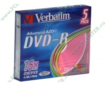 Диски DVD-R 4.7Gb Verbatim 16х (43557) <5 шт, slim, упаковка>