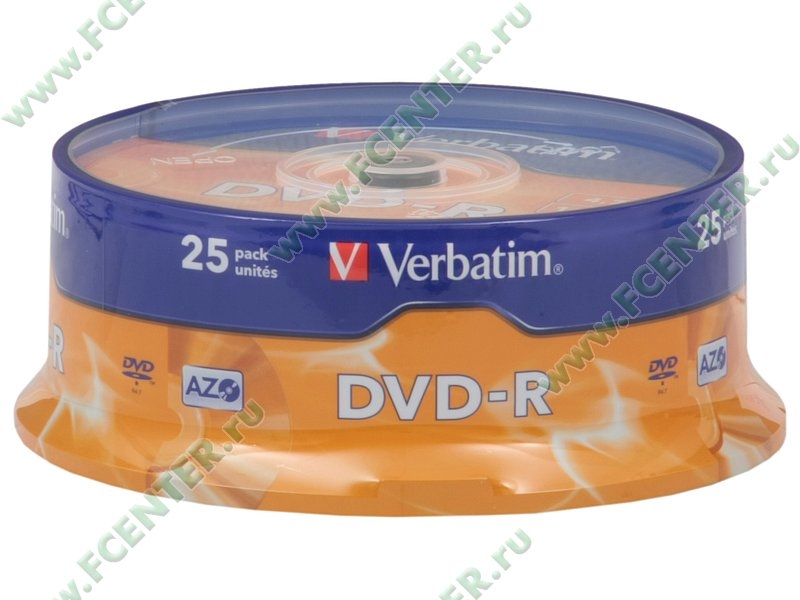 Диски DVD-R 4.7Gb Verbatim 16х  AdvancedAzo <25 шт, на шпинделе, упаковка>