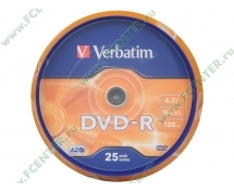 Диски DVD-R 4.7Gb Verbatim 16х  AdvancedAzo <25 шт, на шпинделе, упаковка>