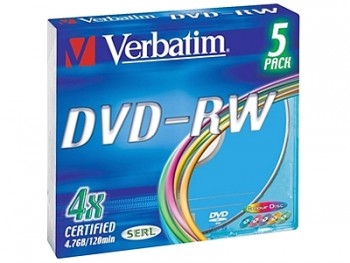 Диски DVD-RW 4.7Gb Verbatim 4x (43563) <slim> (5 шт, упаковка)