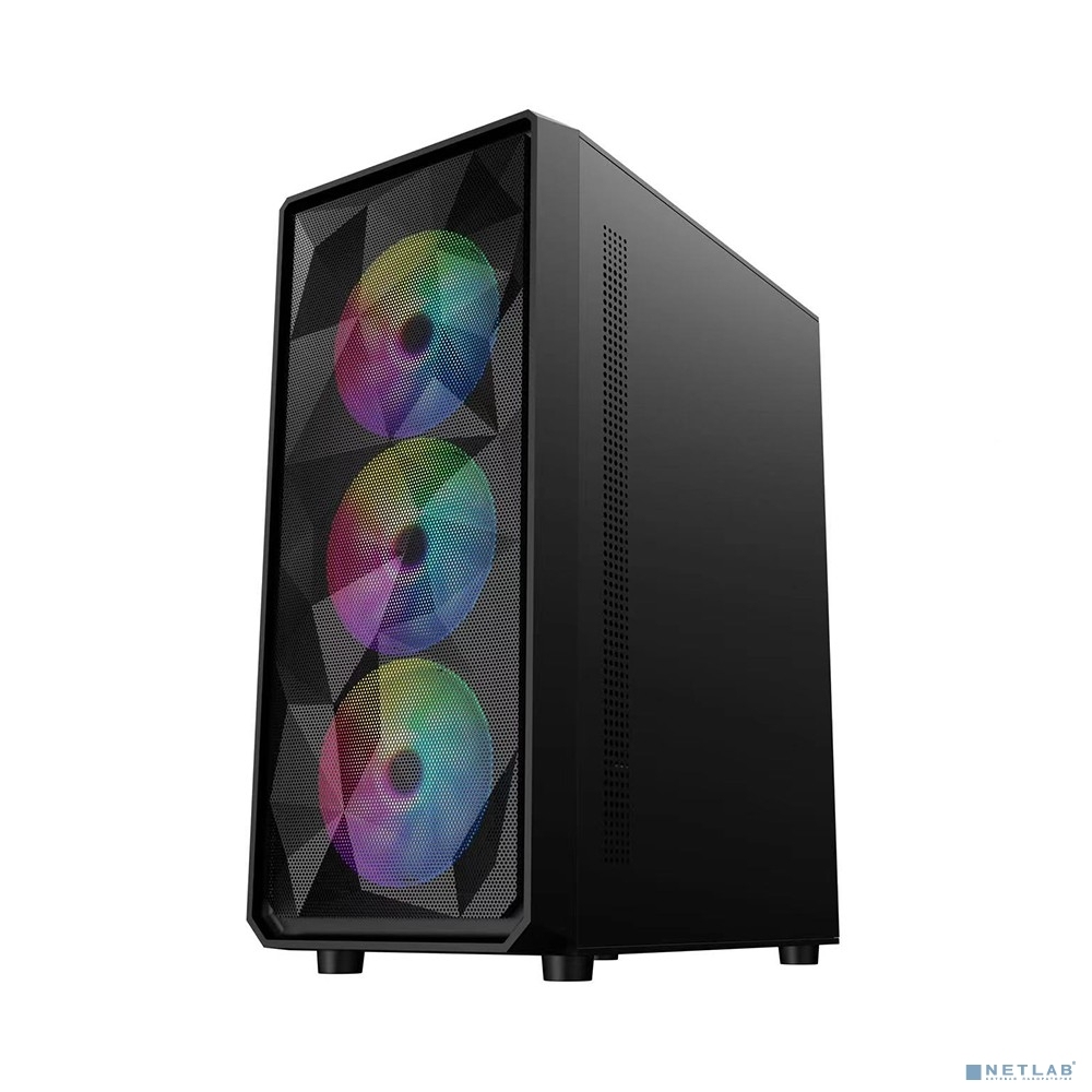 Корпус 1STPLAYER FD3 <ATX, без БП, 2xUSB2.0, 1xUSB3.0, Audio, окно, 4xFRGB Fan> (черный)