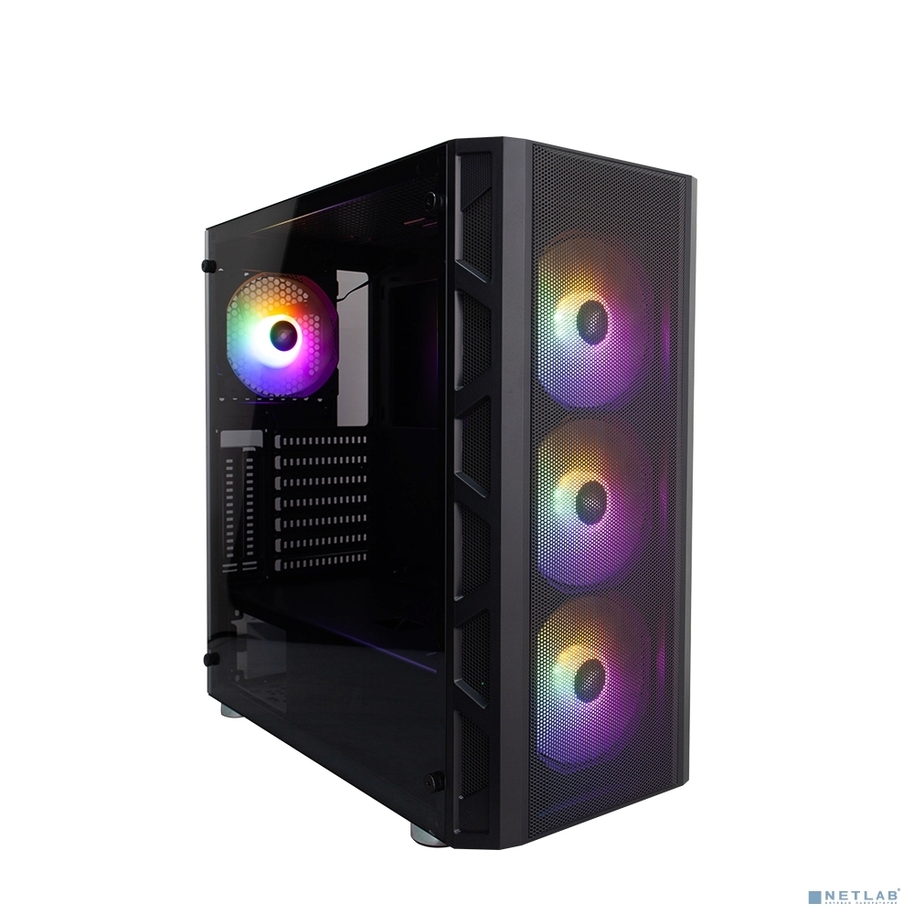 Корпус 1STPLAYER FIREBASE XP-E <E-ATX, без БП, 2xUSB2.0, 1xUSB3.0, Audio, окно, 4xFRGB Fan> черный