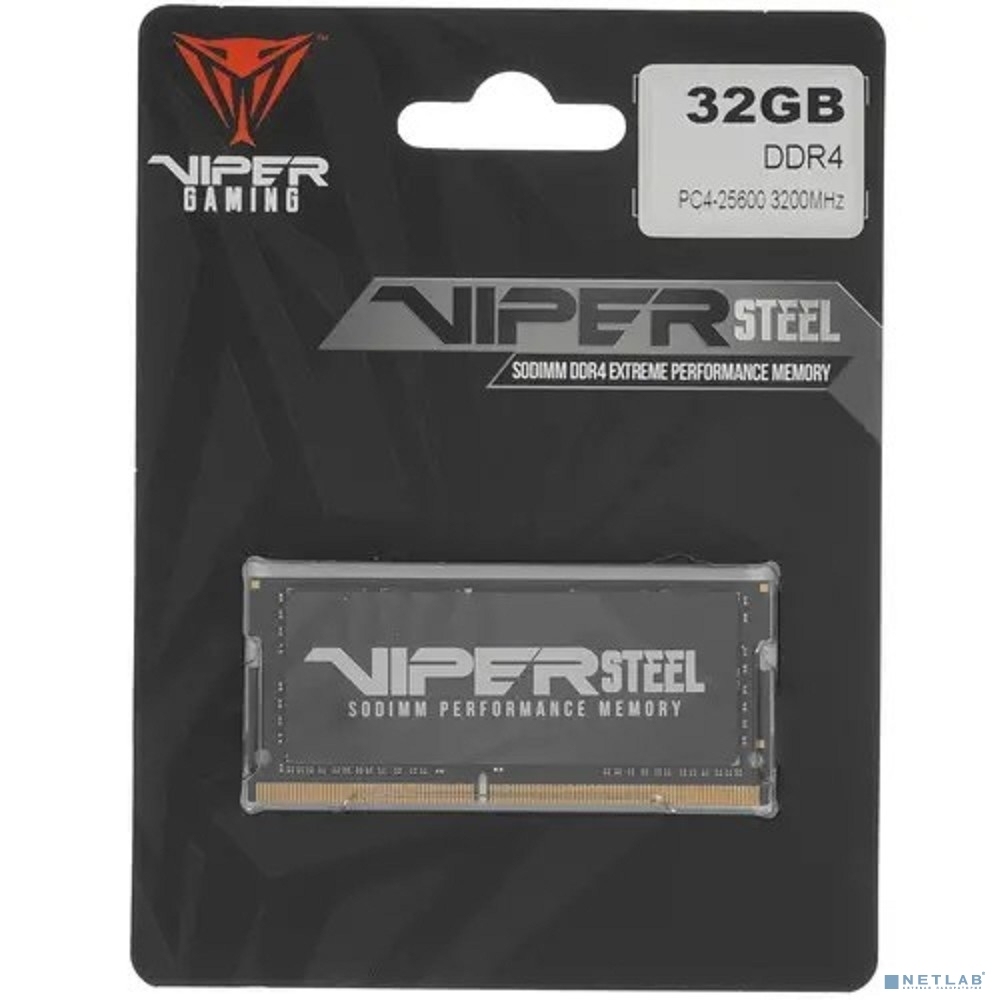 Модуль памяти SO-DIMM DDR4 32GB 3200МГц Patriot Viper Steel (CL18, 1.35V) (PVS432G320C8S)
