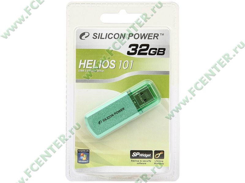 Накопитель  32GB Silicon Power Helios 101 (SP032GBUF2101V1N) <USB2.0> <зеленый>