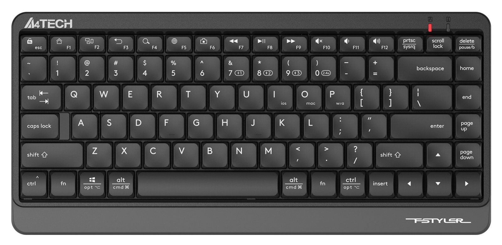 Клавиатура A4Tech Fstyler FBK11 <USB/Bluetooth> slim беспроводная (черно-серая)