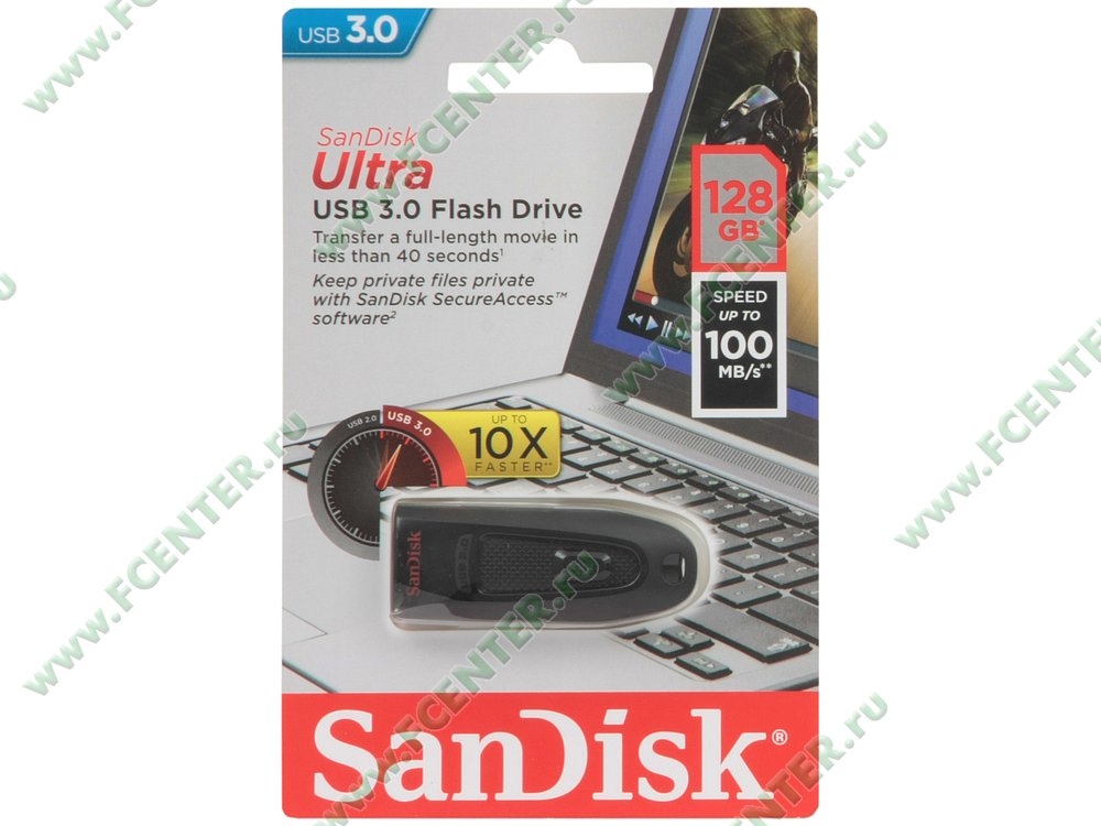 Накопитель 128GB SanDisk Ultra (SDCZ48-128G-U46) <USB3.0> (черный)