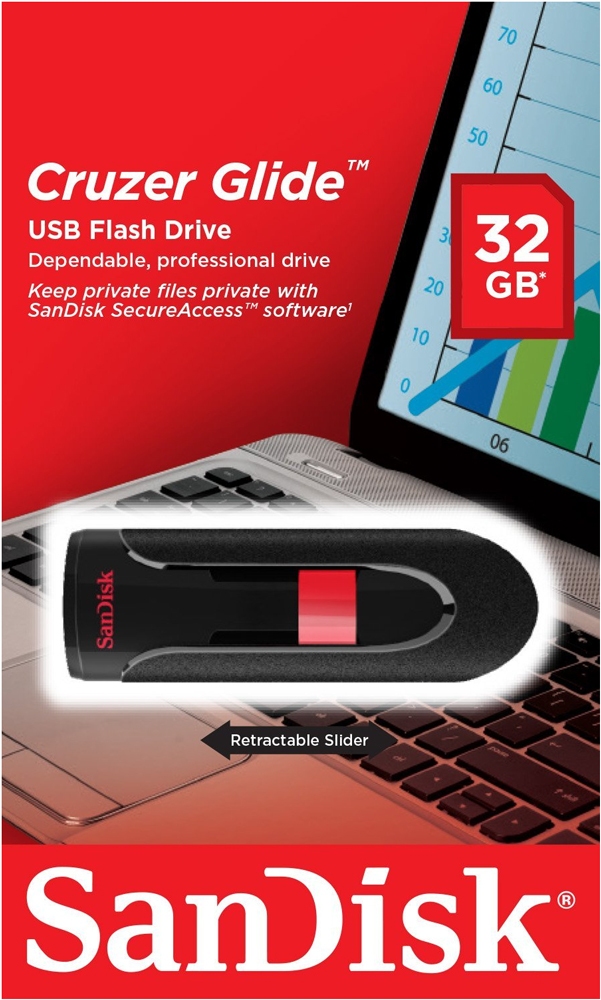 Накопитель  32GB SanDisk Cruzer Glide (SDCZ60-032G-B35) <USB2.0>