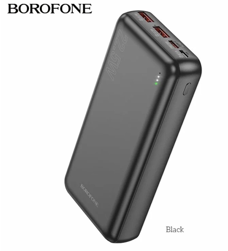 Внешний портативный аккумулятор BOROFONE bj38a 20000mAh 2USB+Type-C 3.0A PD 20W+QC3.0 черный