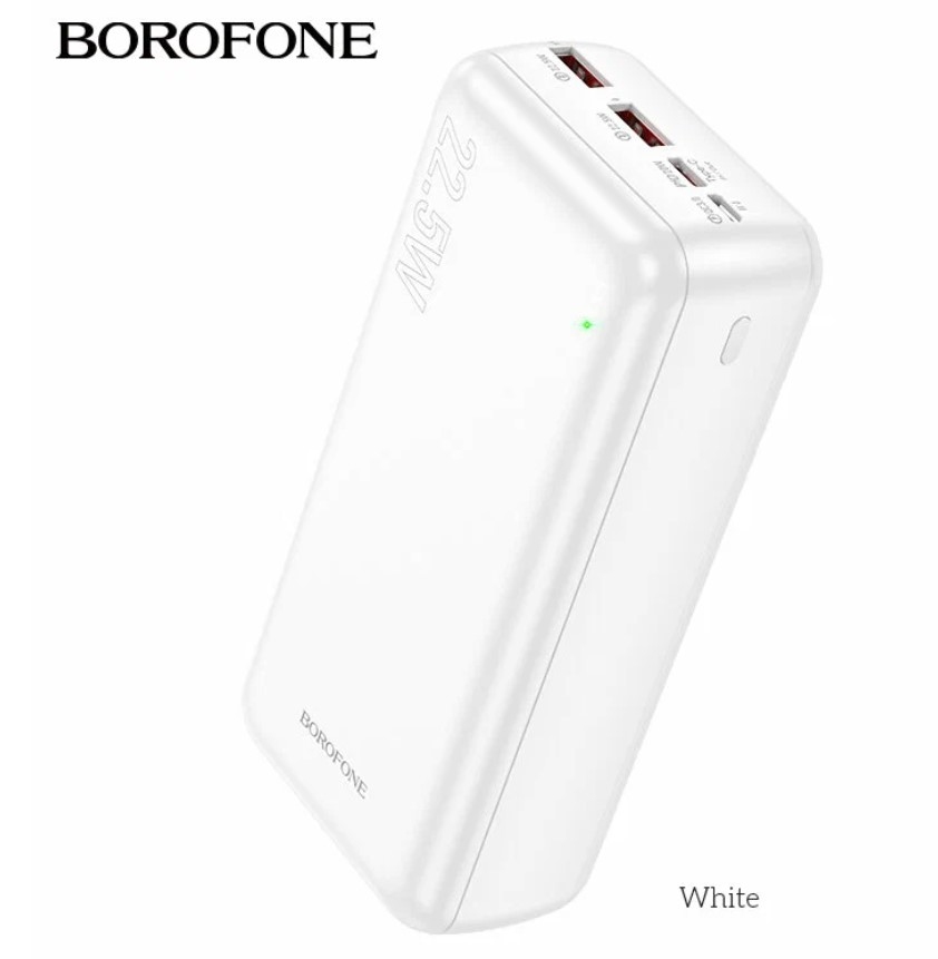 Внешний портативный аккумулятор BOROFONE BJ38B 30000mAh 2USB+Type-C 3.0A PD 20W+QC3.0 белый