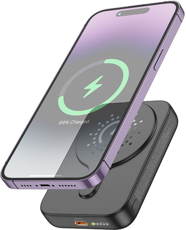 Внешний портативный аккумулятор Hoco J117A Esteem 10000mAh QC/PD 20W 2A (беспр. зар.) (черный)