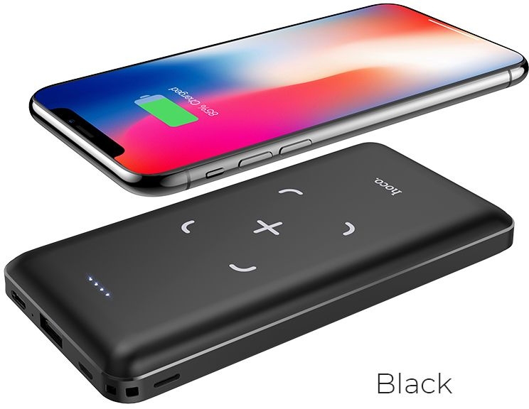 Внешний портативный аккумулятор Hoco J50 Surf 10000mAh 5W 2A USB-A (беспр. зар.) (черный)
