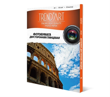 Фотобумага двусторонняя TrendArt High Glossy Inkjet А4, 155г, 50 листов покрытие Cast