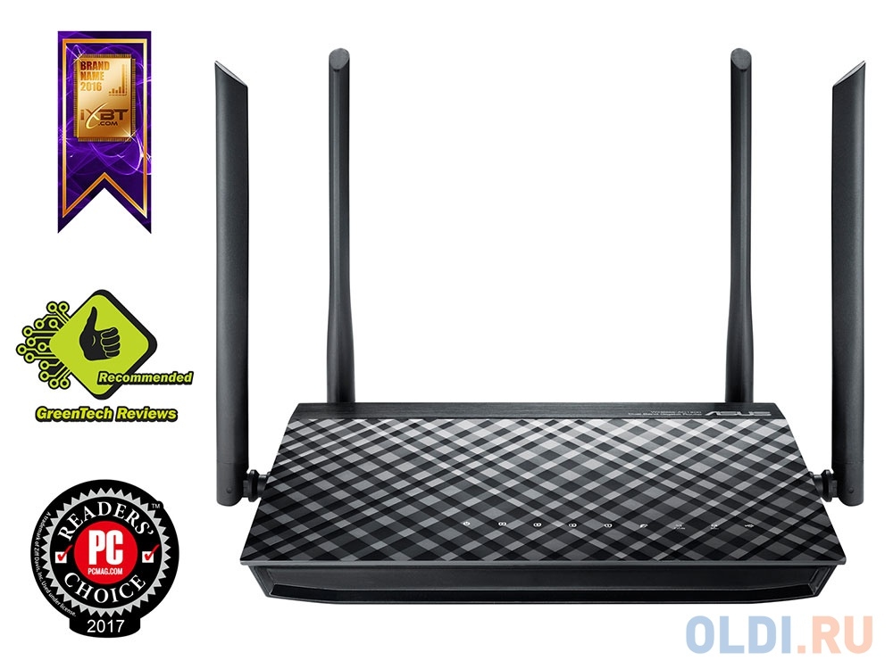 ASUS RT-AC1200 <Wi-Fi роутер> <802.11ac, AC1200, 4х100Мбит/с, 1х100Мбит/с, 1xUSB 2.0>