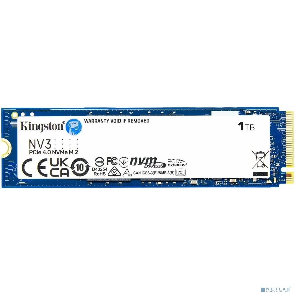 Накопитель SSD 1TB Kingston NV3 (SNV3S/1000G) <M.2 2280, NVMe, PCI-Ex4 4.0>