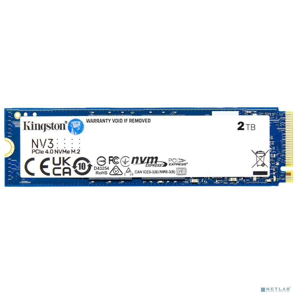 Накопитель SSD 2TB Kingston NV3 (SNV3S/2000G) <M.2 2280, NVMe, PCI-Ex4 4.0>