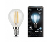 Лампа светодиодная Gauss LED Filament Шар E14 11W 750lm 4100K 1/10/50