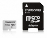 Карта памяти MicroSD  64GB Transcend 300S UHS-I U1 + адаптер (TS64GUSD300S-A)